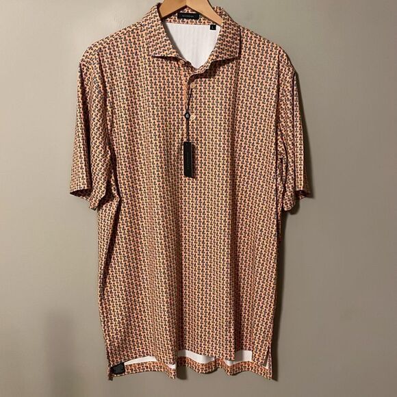 New! Turtleson Skipper Performance Orange Sailboat Print Shirt Creamsicle - Picture 3 of 12